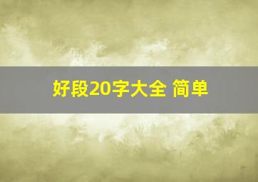 好段20字大全 简单